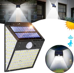 300° 170LEDs Solarleuchte für Außen Garten mit Bewegungsmelder, Solar Straßenleuchte Aussenlampe Gartenleuchten Weiß Licht