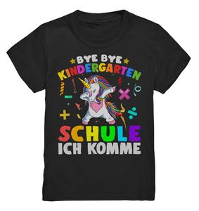 Schulkind 2024 Einhorn Schulanfang Kindergarten Einschulung T-Shirt – Black / 122/128 (7-8)