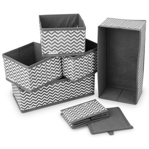 Navaris Aufbewahrungsboxen Organizer Ordnungssystem Stoffboxen - 6 Stück in verschiedenen Größen - für Kleiderschrank und Schubladen - faltbar