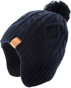 Fleecemütze (1-St): Strickdesign mit warmem Futter, Bommel und Ohrenschutz. Farbenvielfalt, ideal für Wintertage. Erhältlich in Größe 55 cm.
