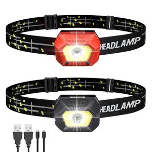 SGODDE 2er Pack Stirnlampe wiederaufladbare LED-Stirnlampe Bewegungssensor 5 Modi 350000LM