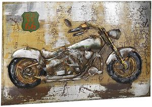 Kobolo Wandbild Wanddeko Metallbild 3D-Bild - Route 66 Motorrad - 108x72 cm