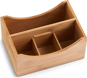 Zeller Ordnungsbox Holzkiste 18 x 25 cm, mit Griff und 4 Fächern, Bambus