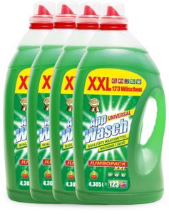 AppWasch® - Universal Vollwaschmittel Gel, 4-er Pack XXL(4 x 123 Waschladungen) 0,06 EUR/ Waschladung