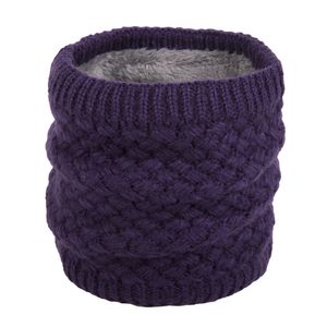 Winter Frauen Männer Geometrische Wolle gestrickt Kragen Schal Warm Pullover Halstuch, Farbe: Dark Purple