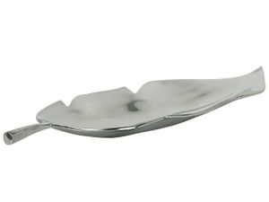 BELIANI Dekoschale Silber Aluminium Blattform 68 cm glänzend Glamour Look Wohnaccessoires Tischdeko Accessoires Dekoartikel