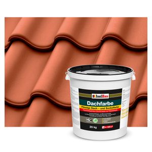 Isolbau Dachfarbe Ziegelrot 20 kg Sockelfarbe Fassadenfarbe Dachbeschichtung RAL Farbe