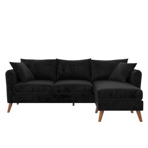 Sofa 3 Sitze mit Chaiselongue in Velvet Black