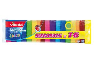 Vileda 152874 Uniwersalna ściereczka z mikrofibry Colors Megapack, wielokolorowa, 16 sztuk (1 zestaw)