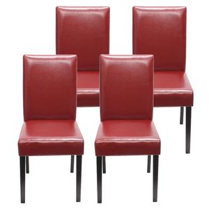 sada 4 jídelních židlí Kuchyňská židle Littau  umělá kůže, červené tmavé nohy