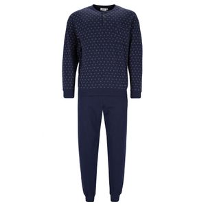 hajo Herren Schlafanzug 2-tlg. Set - lang, Knopfleiste, Interlock, Premium Cotton Blau XL