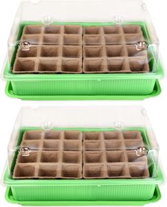 Schramm® 2 Stück Anzucht Set Gewächshaus Anzucht Schale Töpfe Zimmergewächshaus 27 x 19 x 11 cm für 48 Anzuchttöpfe  Anzuchtset Mini-Gewächshaus