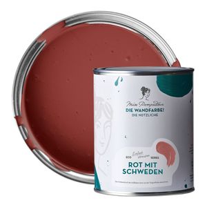 MissPompadour abwaschbare Wandfarbe Rot mit Schweden 1L - hohe Deckkraft - matte, scheuerbeständige Innenfarbe - geruchsarm, wasserbasiert, ergiebig - Die Nützliche