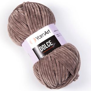 YarnArt Dolce 754 – Superweiche Chenille Wolle, Beige-Grau, Plüsch, Perfekt für Amigurumi