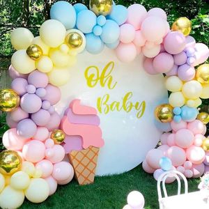 Ballon Girlande Ballongirlande Ballonbogen 135 Teile Bogen Party Deko Kindergeburtstag Geburtstag Macaron Pastell Gold Regenbogen Babyparty Happy Birthday