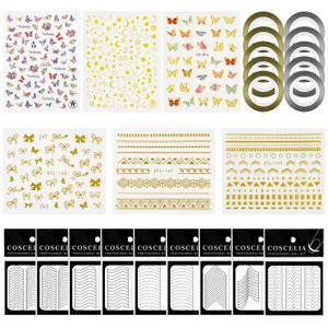 Nageldesign Nail Art Set 10 stk. Stripes 16 Blatter Nagelsticker für DIY Nagel Deko