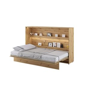 MEBLINI Schrankbett Bed Concept - Wandbett mit Lattenrost - Klappbett mit Schrank - Wandklappbett - Murphy Bed - Bettschrank - BC-05 - 120x200cm Horizontal - Artisan Eiche