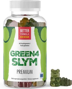Green 4 Slym Gummibärchen - leckere Gummibärchen mit Pflanzenaroma - 60 Stück pro Dose 1x