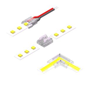 kalb | LED Verbinder Set, 8mm COB und SMD LED Streifen, 9-teilig, Anschlusskabel, Eckverbinder, Klemmverbindung ohne Löten, Transparent, Einfache Montage und Vielseitigkeit für DIY LED Projekte