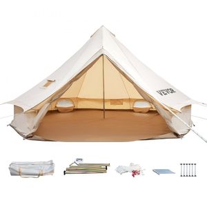 Glockenzelt 4M Outdoor-Glamping Firstzelte Zelt Baumwolle Tipi Zelt für Camping Waterproof für Familien Geeignet für 5-8 Personen Camping Outdoor Hunting für alle Jahreszeiten