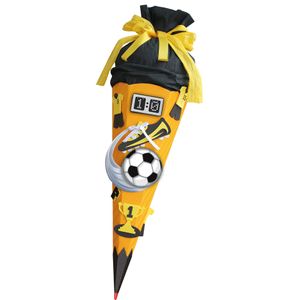 ROTH Schultüten-Bastelset Soccer gelb 68cm 6-eckig Rot(h)-Spitze Kreppverschluss