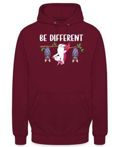 Be Different Einhorn Fledermaus - Lustiger Spruch Statement Unisex Hoodie, Burgundy, M