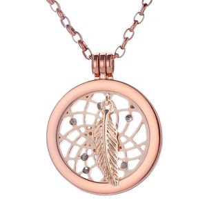 Morella Damen Halskette roségold 70 cm Edelstahl mit Amulett und Coin 33 mm Traumfänger roségold in Schmuckbeutel