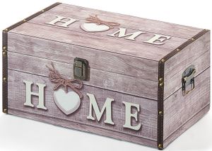 Úložný box Kobolo Chest - HOME - ze dřeva a Imitace kůže 40x25x20 cm