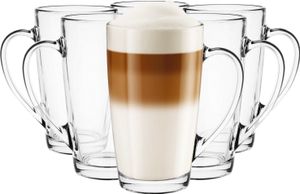 Glasmark Krosno Latte Macchiato Gläser Cappuccino 6er Set Teegläser- Mit Henkel Dessertgläser Kaffeegläser Glühweingläser Glühweintassen 6x 400 ml