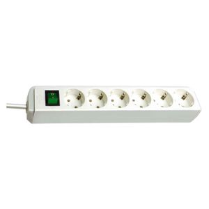 Brennenstuhl Eco-Line Steckdosenleiste mit Schalter 6-fach weiß 3m H05VV-F 3G1,5, 1159520400