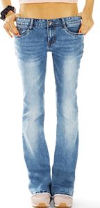 BE STYLED Bootcut Jeans Hose Medium Waist Damen Schlagjeans in Stretch Slim Fit Passform, denim, 42 / XL