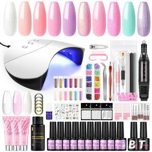 COSCELIA 10 Farben Gelnägel Starterset Gel Nägel Selber Set 3 Polygel mit 36W UV+LED Nagellampe  Slip Solution Nagelwerkzeuge Maniküre Set