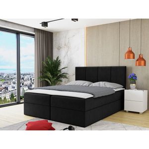Kontinentální manželská postel 180x200 CARMELA - černá + topper