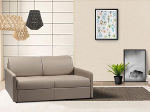 Schlafsofa 3-Sitzer - Liegefläche: 140 cm - Matratzenhöhe: 14 cm - Kunstleder - Taupe - CALIFE