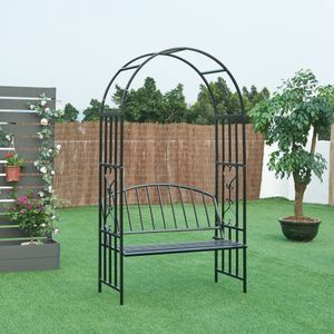 Rosenbogen ‘Barile’ mit Sitzbank Metall 205 x 114 x 55 cm Schwarz