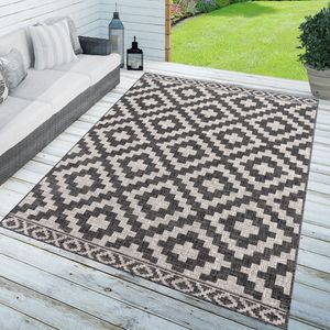 TT Home In-& Outdoorteppich Wetterfest Terrasse Geometrisches Rauten Boho Skandi Design Größe 240x340 cm