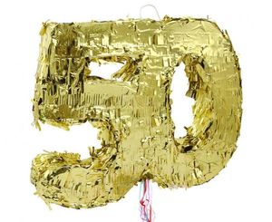 Pinata Zahl 50 metallic gold 50. Geburtstag