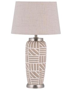 BELIANI Tischlampe Beige Keramik 48 cm mit dekorativen geometrischen Muster langes Kabel mit Schalter Wohnzimmer Glamour