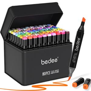 80 Farben Marker Stifte Kit, Graffiti Sketch Stift, Dual Tip farbigen Stift Set Skizze Malerei Stift für Erwachsene Kinder Färbung