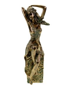 formano Dekofigur Skulptur Dame sitzend 28x9cm- bronzefarbener Kunststein Frau