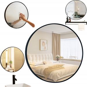 Velké kulaté zrcadlo moderní pro koupelna, obývací pokoj, ložnice černá 50 cm Velké kulaté zrcadlo moderní pro koupelna, obývací pokoj, ložnice černá 50 cm