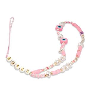 Guess Anhänger GUSTSHPP Phone Strap pink/pink Beads Shell Handyhülle