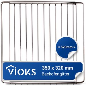 VIOKS Backofenrost Gitterrost Ausziehbar 350/520mm x 320 mm Edelstahl für Backofen