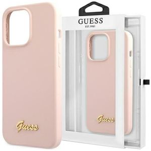 Guess GUHMP13XLSLMGLP iPhone 13 Pro Max 6,7 Hellrosa / Hellrosa Hardcase Silikonschrift Gold Logo Magsafe