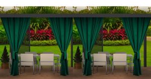 Vonkajšie závesy na terasu 155x200 cm èervená 4 ks | vonkajšia záclona odolná voèi poveternostným vplyvom | Vonkajšie závesy na terasu, záhradu, verandu