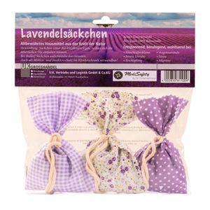 Lavendel-Duftsäckchen im 3er-Geschenkset mit duftintensiven Lavendelblüten | Bezug aus 100% Baumwolle | Reines Naturprodukt |  Germany Entspannung & Einschlafen | Duft für Kleiderschrank