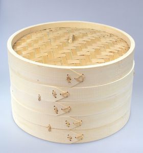 Bambusdämpfer 3-teiliges Set 30.5cm STABILE AUSFÜHRUNG Bamboo Steamer