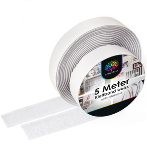 OfficeTree Klettband weiß selbstklebend - 5 Meter lang ca. 20 mm breit (wp)