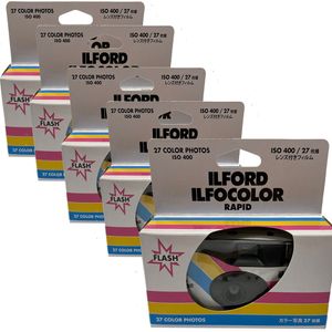 5x Ilford Ilfocolor Rapid 400/27 Einwegkamera weiß