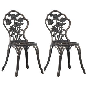 CLORIS Bistro-Stühle 2 Stk. Bronze Aluminiumguss
